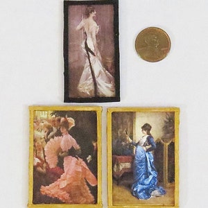Miniature Portrait, Miniature Painting Framed, Miniature Picture, Dollhouse Picture, Victorian Miniatures, Dollhouse Accessories, 1:6