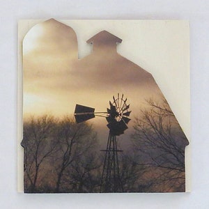 Windmill Decor, Barn Decor, Unique Sunset Art, Farmhouse Decor, Country Decor, Wood Wall Art, Primitive Decor, Western Decor, Cowboy