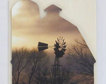 Windmill Decor, Barn Decor, Unique Sunset Art, Farmhouse Decor, Country Decor, Wood Wall Art, Primitive Decor, Western Decor, Cowboy
