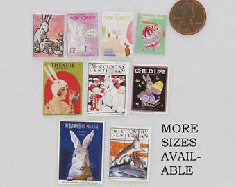 Miniature Easter Magazines, Dollhouse Décor, Dollhouse Miniatures, Miniature Dollhouse, Easter Tiered Tray, Dollhouse Magazines, 1:6