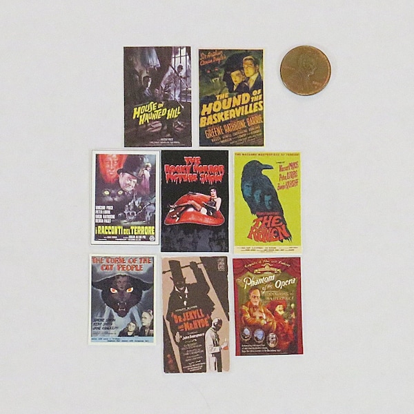 Miniature Movie Poster, Dollhouse Movie Poster, Miniature Horror, Dollhouse Décor, Dollhouse Miniatures, Miniature Dollhouse, 1:6, Barbie