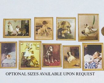 1800s - 1950s, Miniature Dog Painting, Dollhouse Picture, Dollhouse Accessories, Miniature Painting Framed, Dollhouse Painting, 1:6