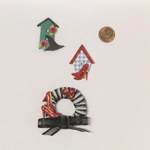 Miniature Wizard of Oz Decor, Dollhouse Birdhouse, Dollhouse Wreath, Dollhouse Miniature, Wicked Witch, Ruby Slippers, Dollhouse Accessories