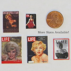 5-Set, Marilyn Monroe Magazine, Dollhouse Miniature, Dollhouse Magazine, Miniature Magazine, Actress, Hollywood, Dollhouse Accessories, 1:6