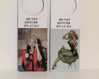 Marilyn Monroe, Pinup Door Hanger Sign, Do Not Disturb, On a Call Sign, Work from Home Sign, MCM Decor, Girl Boss, Boss Day, Gifts for Her