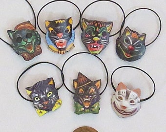 Dollhouse MCM Halloween Mask, Black Cat, Alice in Wonderland, Cheshire Cat, Miniature Mask, Doll Costume, Dollhouse Accessories, Cat, 1:6
