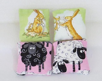 Miniature Pillow, Dollhouse Pillow, Rabbit Decor, Easter Decor, Easter Decorations, Bunnies,  Decor, Sheep Decor, Dollhouse Accessories
