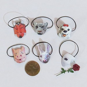 Dollhouse Halloween MCM Mask, Miniature Halloween Mask, White Rabbit, Miniature Halloween Mask, Doll Costume, Dollhouse Accessories, 1:6