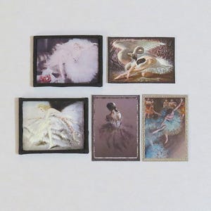 Miniature Art Deco Ballerina Painting, Miniature Painting Framed, Dollhouse Painting Miniature Vintage Painting, Dollhouse Accessories, 1:6