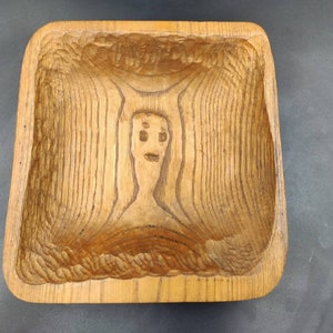 Unique Hand Carved Wooden Bowl,  Handmade Housewarming Gift, Wood Dinnerware Serving Utensils Kitchenware