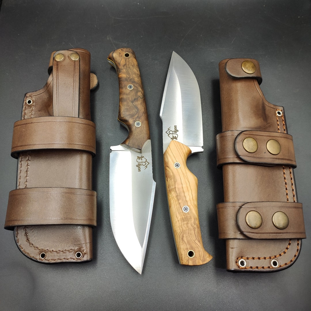 Custom Fixed Blade Hunting Knife & Scout Carry Sheath, Handmade EDC
