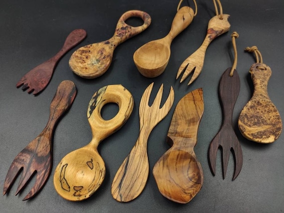 Wood carving on sale kitchen utensils