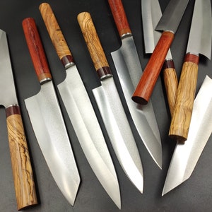 Custom Chef&#39;s Knife, Gyuto Kiritsuke Santoku Options, Japanese Kitchen Knife, N690 Stainless Steel Blade & Olive Padauk Wood, Handmade Gift