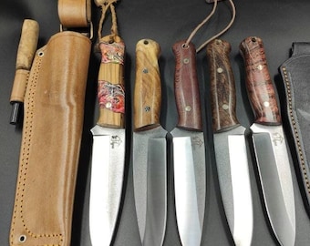 Custom Hunting Bushcraft Knife, N690 Steel with Handle and Sheath options, made to order