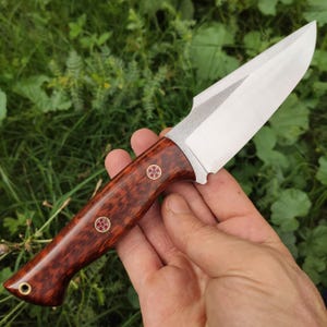 CPM S90V Steel Premium Hunting Knife, Snake Wood Handle Custom Bushcraft Knife, Personalized Handmade Gift