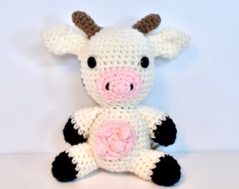 Crocheted Cow Plushie: Handmade Stuffed Animal