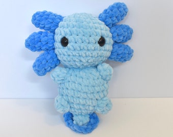 Crocheted Axolotl Plushie: Handmade Velvet Stuffed Animal