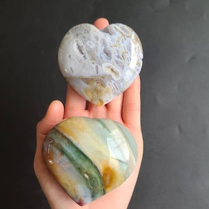 Blue Ocean Jasper Heart, Pastel Ocean Jasper Palm Stone, Lavender Ocean Jasper, Calming Crystal, Healing Heart Chakra, Colorful Ocean Jasper