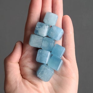 Aquamarine Cube: Blue Chakra Crystal, Safe Travel Stone