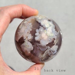 Black Flower Agate Sphere, Cherry Blossom Agate Sphere, Blue Flower Agate, Healing Heart Crystal, Calming Crystal, Grounding Crystal