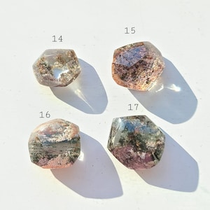 Garden Quartz Pocket Stone, Green Phantom Quartz , Lodalite Crystal, Healing Heart Chakra, Pink Lodalite, Calming Crystal