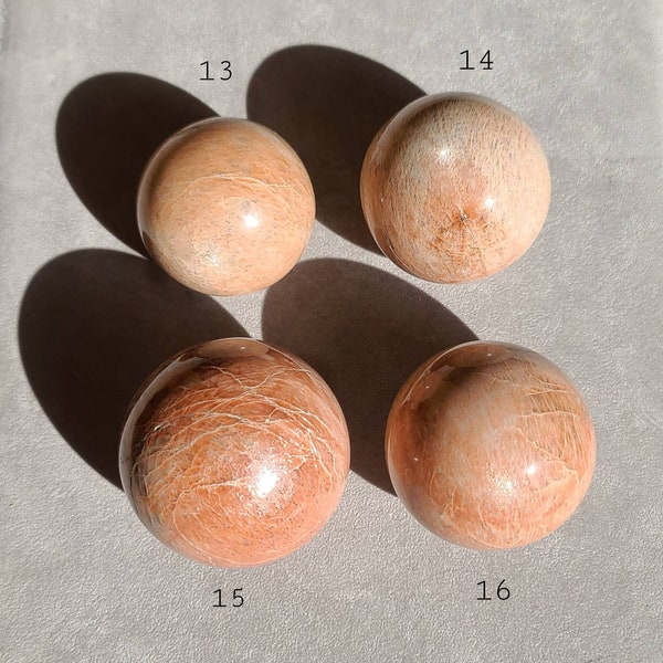 Peach Moonstone Sphere, Flashy Peach Moonstone, Sacral Chakra Crystal, Feminine Energy Crystal