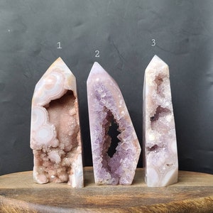 Pink Amethyst Flower Agate Druzy Tower, Cherry Blossom Agate, Pink Flower Agate, Soothing Crystal, Relaxation Crystal, Healing Heart Chakra
