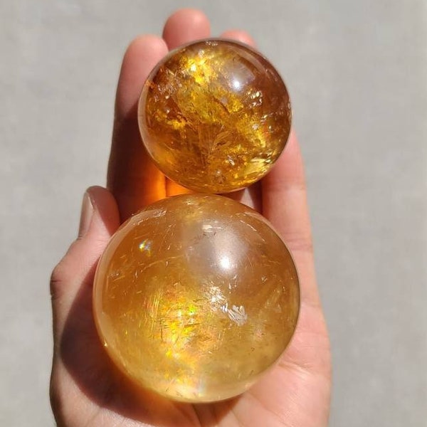 Honey Calcite Sphere, Rainbow Calcite, Optical Calcite Crystal Sphere, Cleansing Crystal, Wealth Crystal, Energizing Crystal