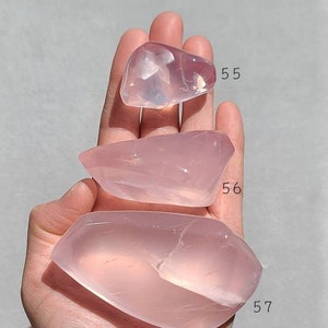Mozambique Rose Quartz Palm Stone: Gemmy Pink Heart Chakra Crystal