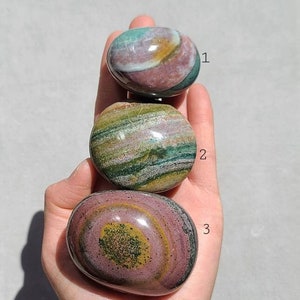 Colorful Ocean Jasper Palm Stone, Pastel Ocean Jasper, Blue Ocean Jasper, Calming Crystal, Healing 7 Chakra, Purple Ocean Jasper