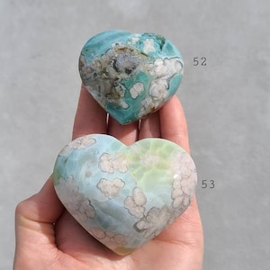 Green Flower Agate Heart, Purple Pink Flower Blossom Agate Heart, Self Care Crystal, Calming Crystal, Healing Heart Chakra