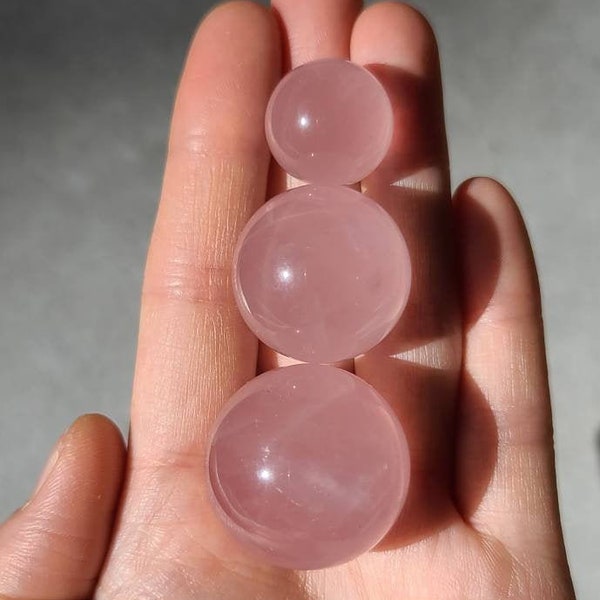 Mozambique Rose Quartz Spheres, Gemmy Star Rose Quartz Spheres, Healing Heart Chakra, Self Love Crystal, Calming Crystal