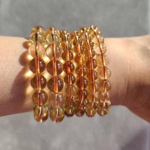 Natural Citrine Bead Bracelet, Solar Plexus Chakra, Cleansing Crystal, Leo Zodiac Crystal, Feng Shui Tool, Wealth Crystal