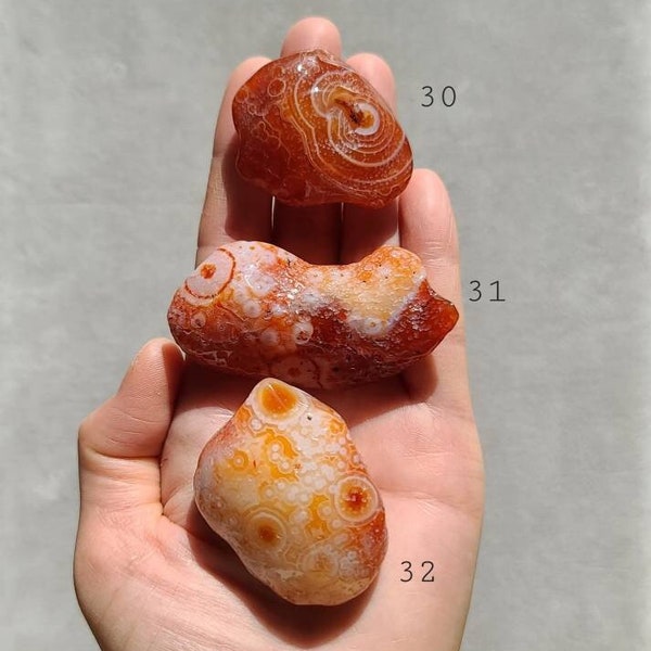 Gobi Desert Agate Tumble Stone, Orbicular Eye Agate, Orange Agate Palm Stone, Relaxation Crystal, Healing Orange Chakra, Calming Crystal