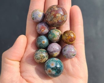 Mini Ocean Jasper Sphere: Calming Heart Chakra Crystal