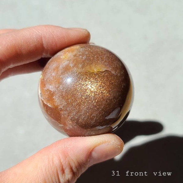 Orange Sunstone Sphere, Sunstone in Peach Moonstone Sphere, Energizing Crystal, New Beginning Crystal, Cleansing Crystal, Sacral Chakra