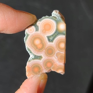 Orbicular Ocean Jasper Pocket Stone: Raw Pink Calming Crystal