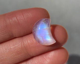 Blue Flash Moonstone Crescent: Pocket Stone for New Beginnings