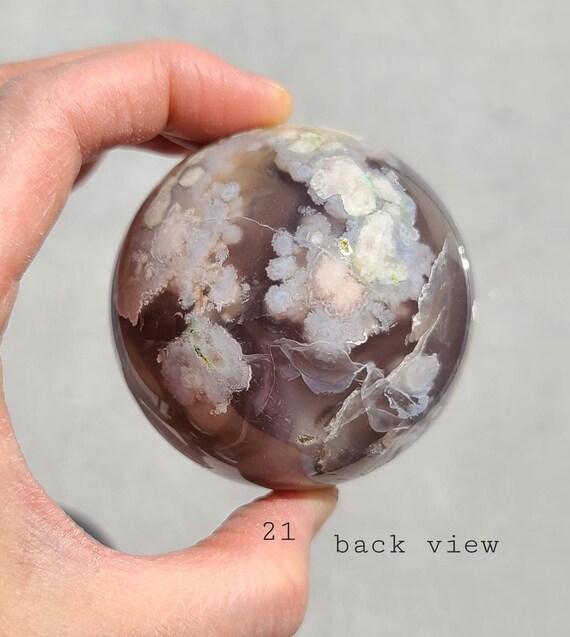 Black Flower Agate Sphere Cherry Blossom Agate Sphere Blue Etsy
