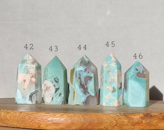 Green Flower Agate Tower: Calming Crystal Point