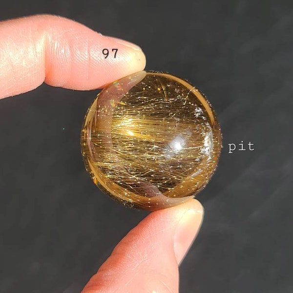 Mini sfera di quarzo rutilo dorato, quarzo fumé rutilato dorato, cristallo protettivo, cristallo di manifestazione, chakra del plesso solare curativo