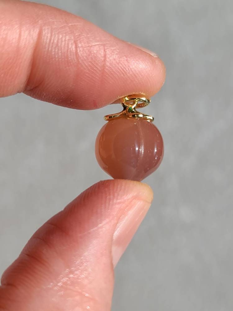 Peach Agate Crystal Charm Pink Agate Peach Pendant Calming Etsy