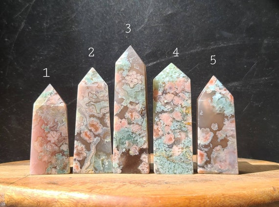 Pink and Green Flower Agate Tower Pink Flower Agate Point Green