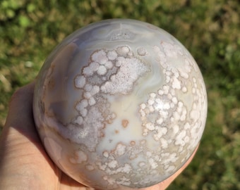 Esfera de drusa de ágata rosa: Cristal de flor de cerejeira