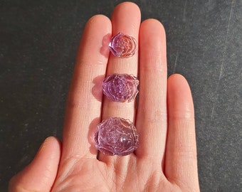 Carved Ametrine Rose, Ametrine Palm Stone, Third Eye Chakra Crystal, Calming Crystal, Healing Ametrine