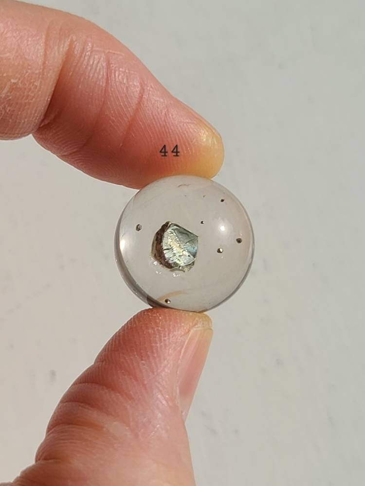 Pyrite Quartz Sphere, Mini Pyrite in Quartz, Wealth Crystal, Galaxy Crystal Ball, Healing Solar Plexus, Pyrite Specimen, Fool's Gold