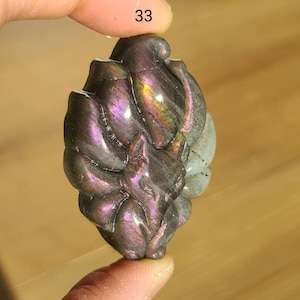 Purple Labradorite Nine Tailed Fox Crystal: Calming Protective Stone