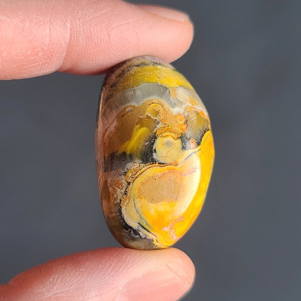 Bumble Bee Jasper Pocket Stone, Healing Yellow Crystal Pocket Stone, Solar Plexus Chakra, Cleansing Crystal, Meditation Tool