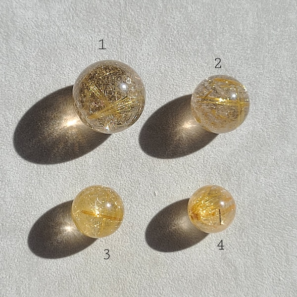 Golden Rutile Quartz Mini Sphere, Golden Rutilated Quartz, Feng Shui Tool, Manifestation Sphere, Wealth Crystal, Healing Solar Plexus Chakra