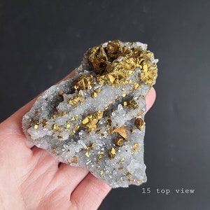 Chalcopyrite on Calcite Cluster, Pyrite on Calcite Specimen, Raw Pyrite, Fool's Gold, Wealth Crystal